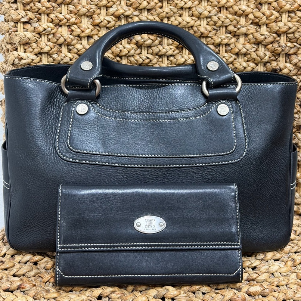 Celine Boogie Black Leather Bag & Wallet Set
